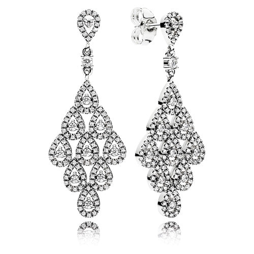 Cascading Glamour Earrings Sterling Silver with Clear Zirconia - 296201CZ