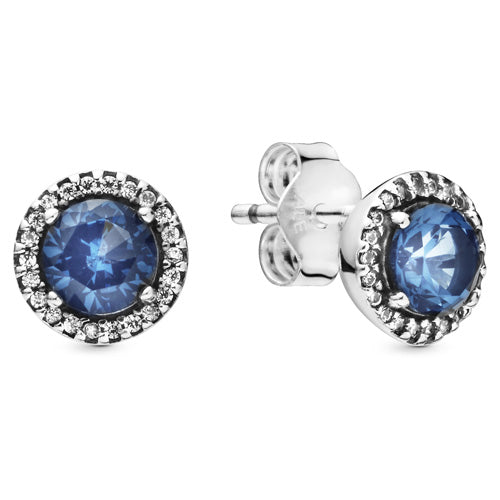 Pandora Blue Round Sparkle Stud Earrings with Moonlight Crystal 296272C01