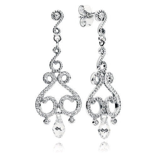 Chandelier Droplets Earrings Sterling Silver  with Clear Zirconia - 297088CZ