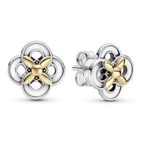 Sterling Silver and 14K Gold Flower Stud Earrings - 299349C00