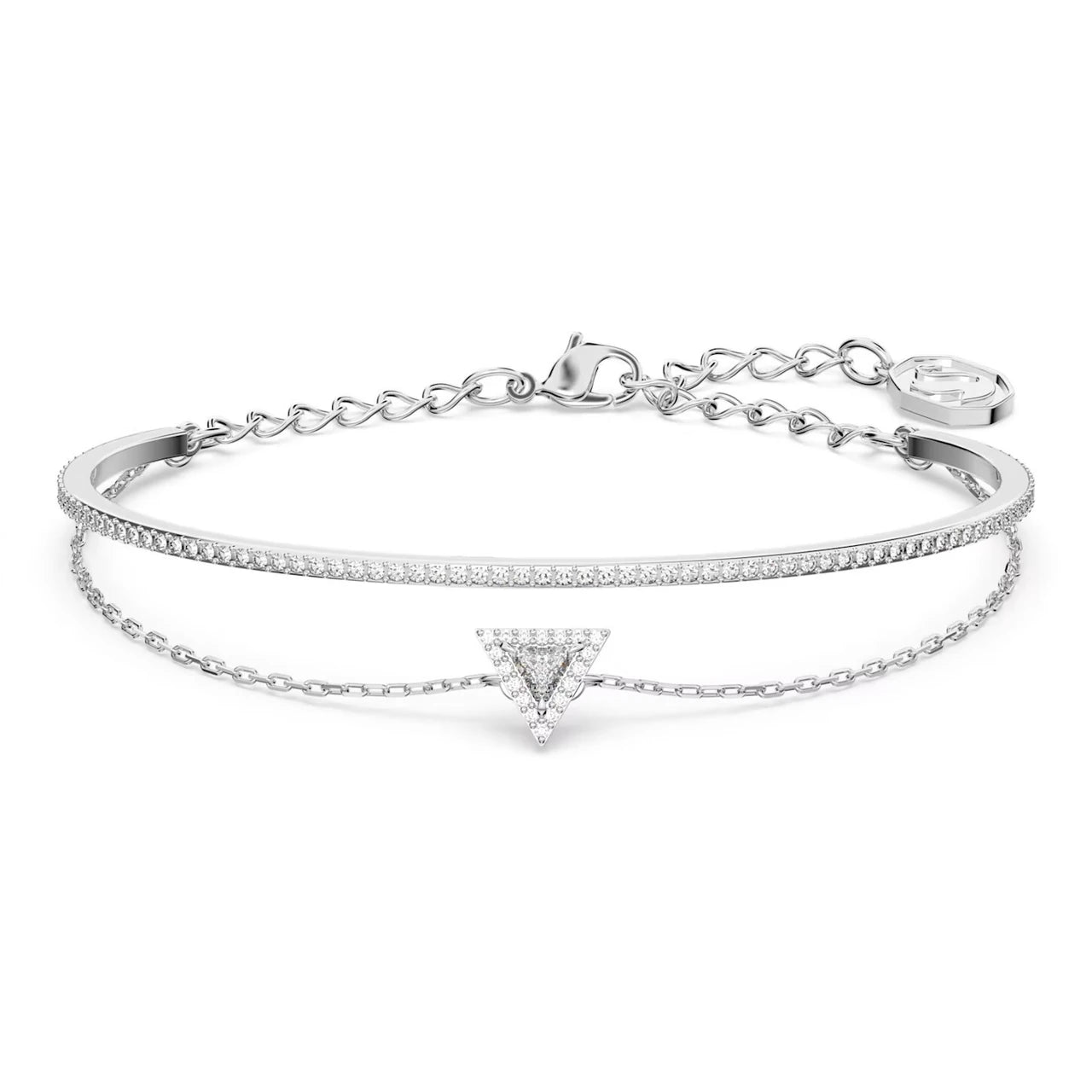 Swarovski Ortyx Bracelet, Triangle Cut, White, Rhodium Plated 5643731 (Size S)