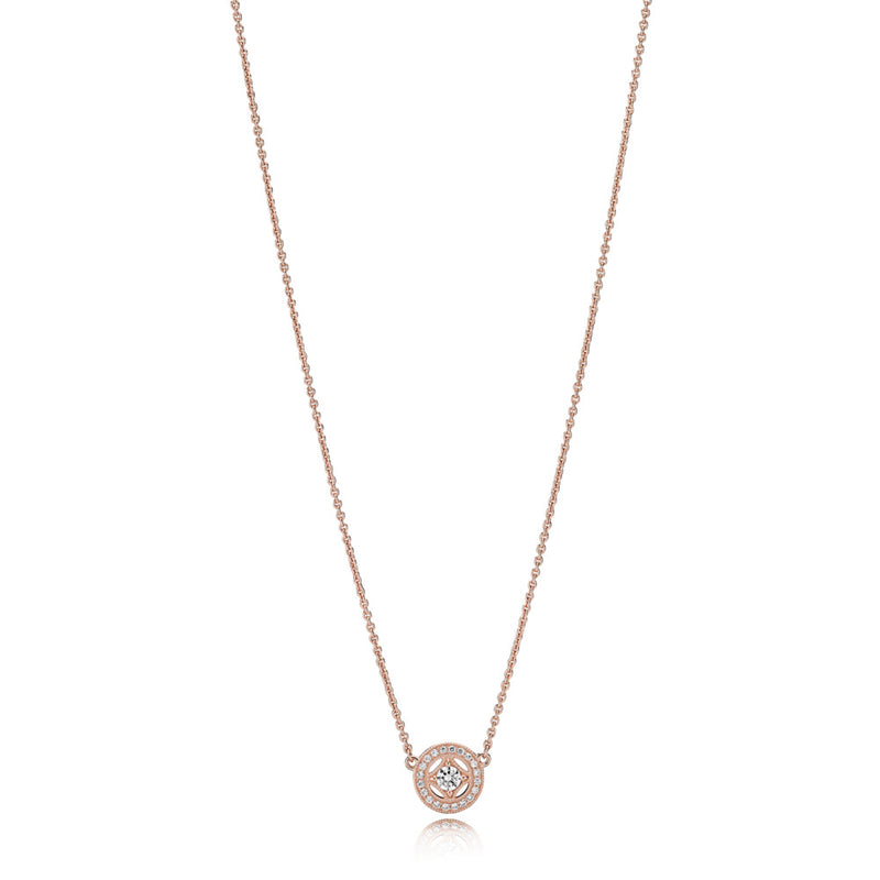 14k Rose gold-plated collier with clear cubic zirconia 380523CZ-45