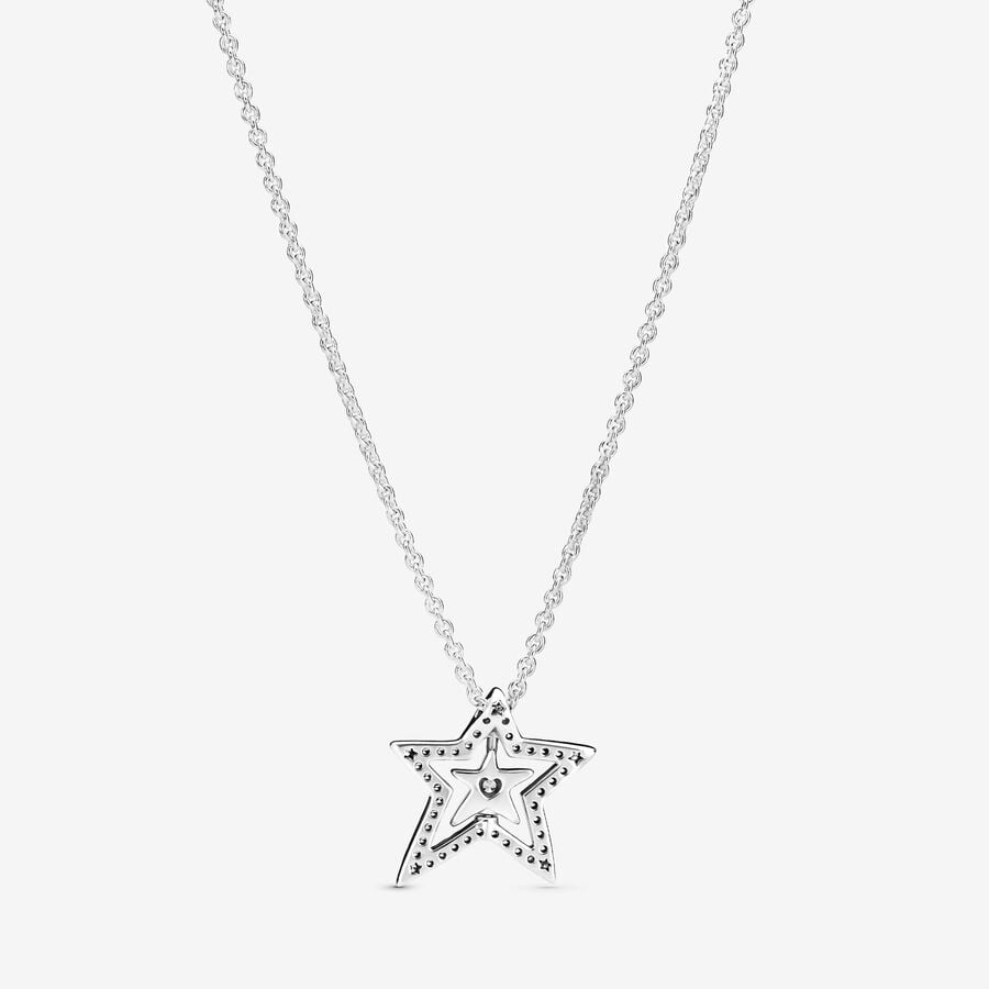 Pavé Asymmetric Star Collier Necklace 390020C01-45