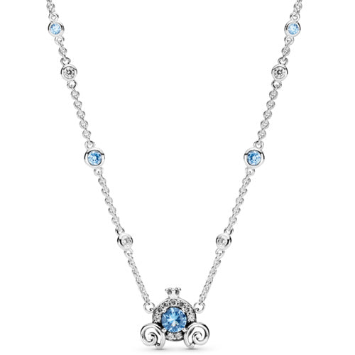 Disney Cinderella Pumpkin Coach Necklace with Blue Crystal and Clear Zirconia - 399198C01-45