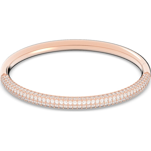 5032850 Swarovski Stone bangle, White, Rose gold-tone plated