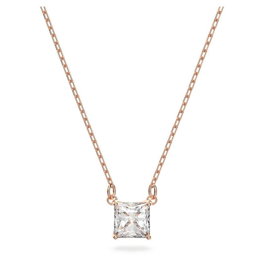 Attract Necklace White, Rose-gold tone plated