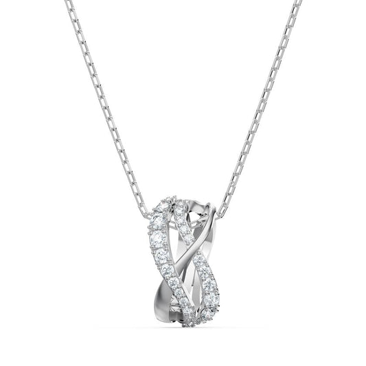 Twist Rows Pendant White, Rhodium plated 5563906