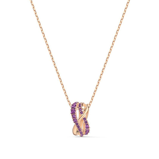 5563907 Twist Rows Pendant Purple, Rose-gold tone plated