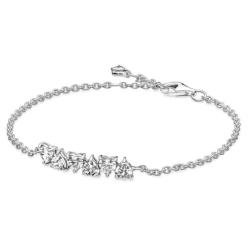 PANDORA Hearts Sterling Silver Bracelet With Clear Cz 591162C01-16 6.3" 16cm