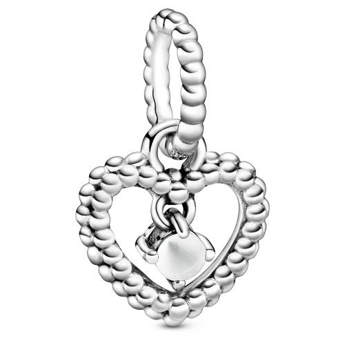 April Milky White Beaded Heart Dangle 798854C04