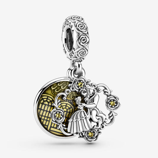 PANDORA 799014C01 Disney Beauty and the Beast Dancing Dangle Charm