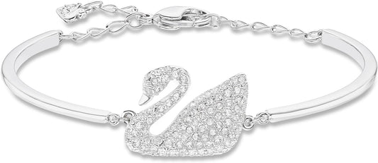 Swarovski Swan Bangle, White, Rhodium Plating-5011990