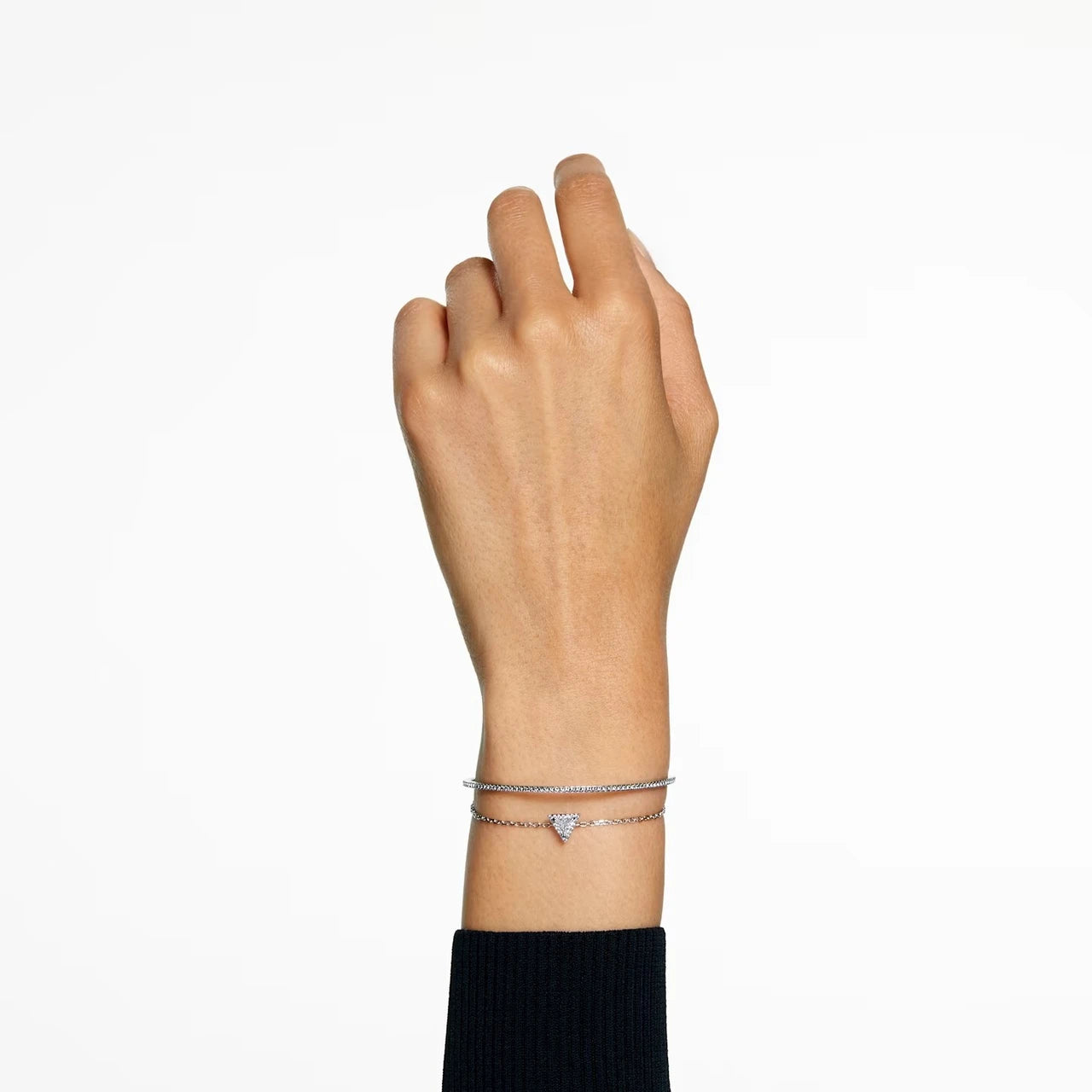 Swarovski Ortyx Bracelet, Triangle Cut, White, Rhodium Plated 5643731 (Size S)