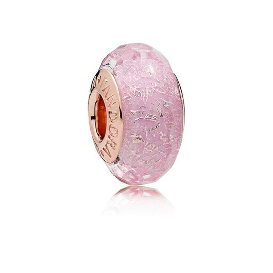 PANDORA 781650 Rose Pink Shimmer Glass Charm