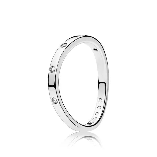 PANDORA 197113CZ-60 CURVED STERLING SILVER WITH CZ RING SIZE 9