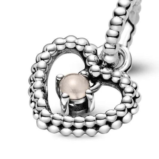 PANDORA 798854C06 MISTY ROSE CRYSTAL HEART CHARM (JUNE)