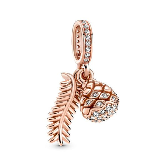 PANDORA 789557C01 Pine Cone Rose Dangle With Clear Cz