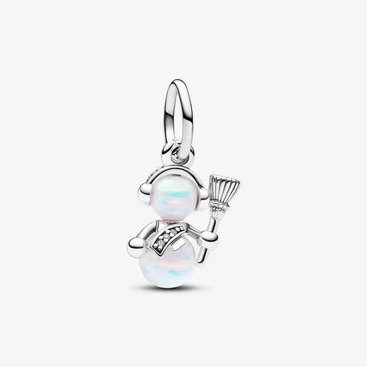 Opalescent Snowman Dangle Charm Sterling silver 792981C01