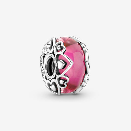 PANDORA 791159C00 Sterling Silver Charm With Pink Murano