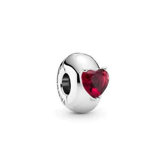 PANDORA 799203C01 Heart sterling silver clip with salsa red cry