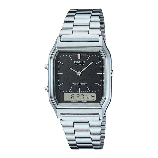 CASIO AQ230A-1DM VINTAGE RETRO BLACK DIAL SS AQ-230A-1DMQ