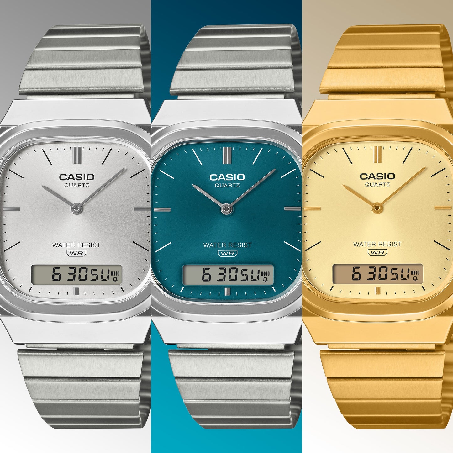 Casio Vintage AQ240E-7A Analog-Digital Watch Silver Dial AQ-240E-7A