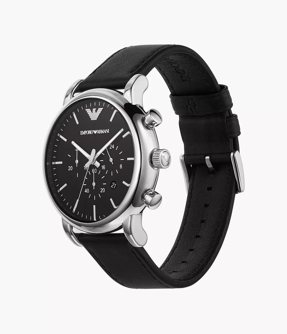 AR1828 Emporio Armani Men's Chronograph Black Leather Watch
