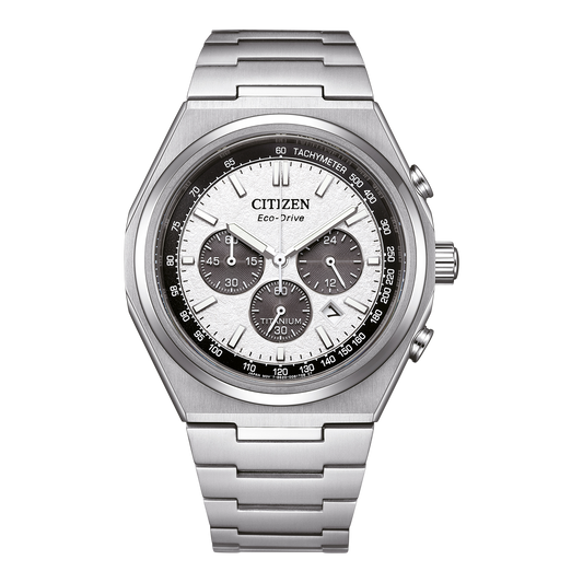 CITIZEN CA4610-85A Zenshin Chrono  Silver Tone Dial Super Titanium