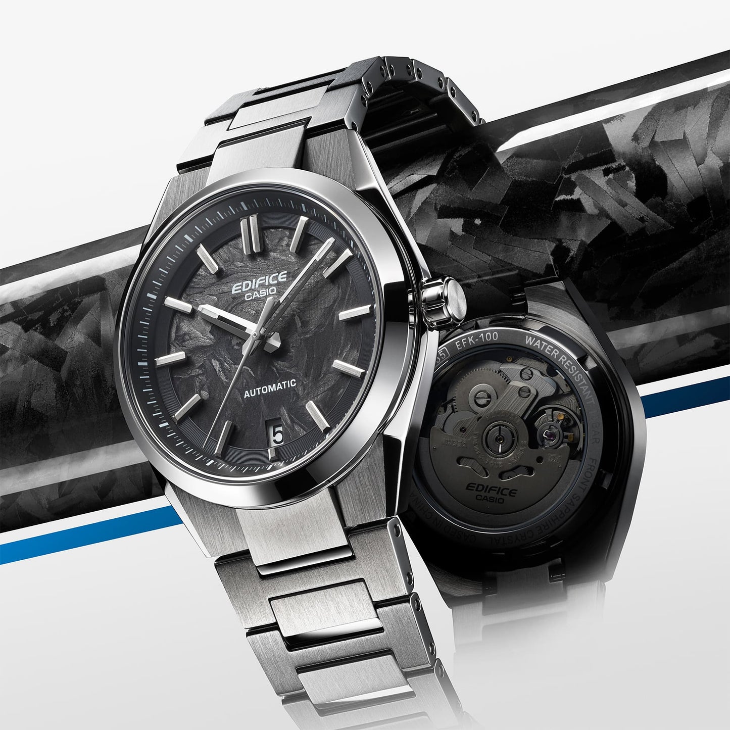CASIO AUTOMATIC WATCH EFK-100CD-1A EFK100CD-1A BLACK DIAL