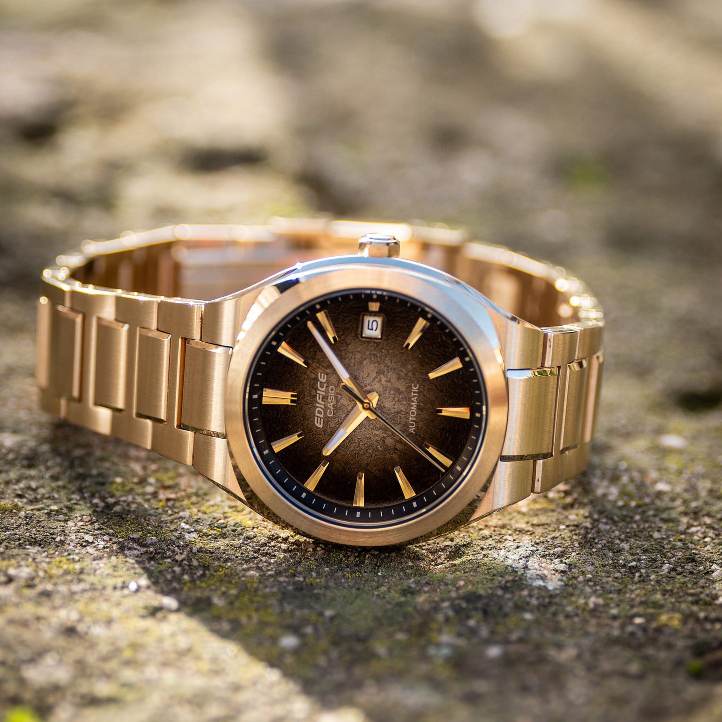 Casio Automatic Watch Electroformed Textured Dial Gold PVD EFK-200DG-5A EFK200DG-5A