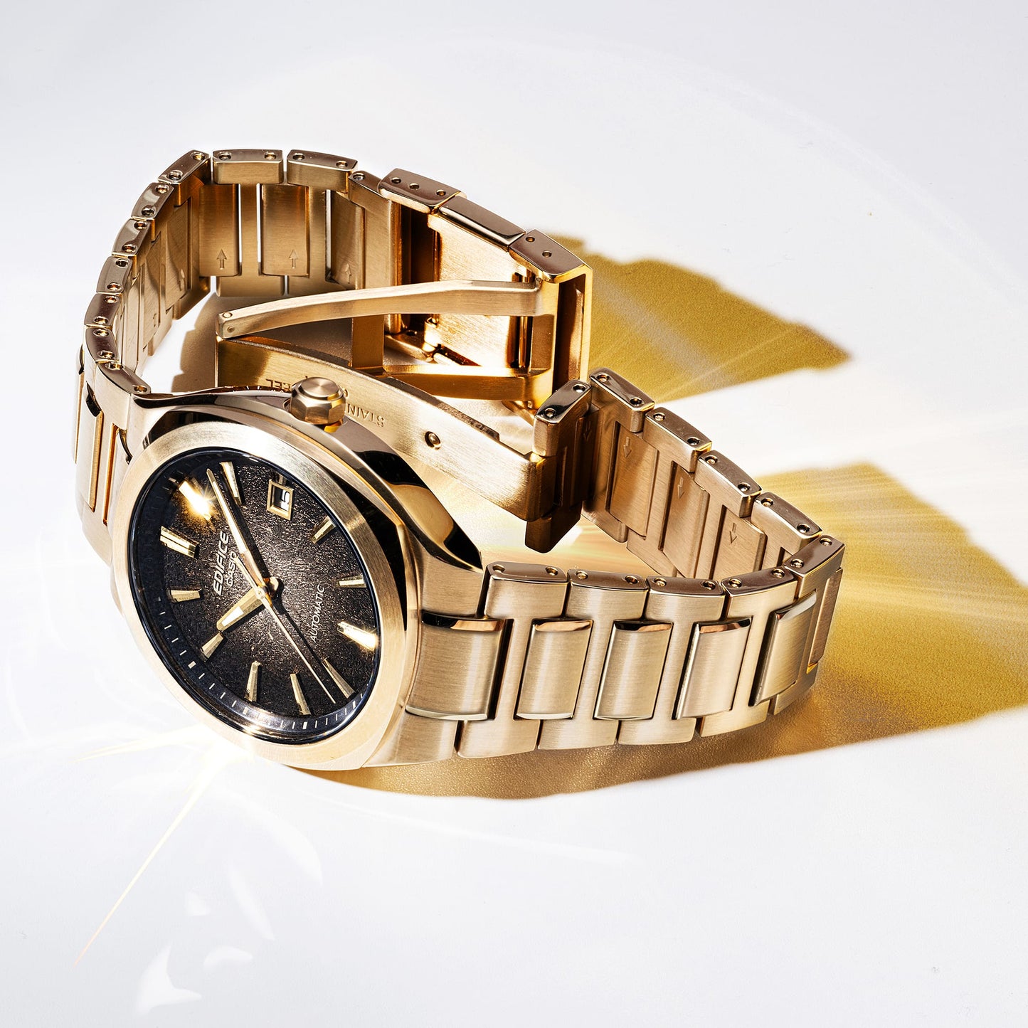 Casio Automatic Watch Electroformed Textured Dial Gold PVD EFK-200DG-5A EFK200DG-5A