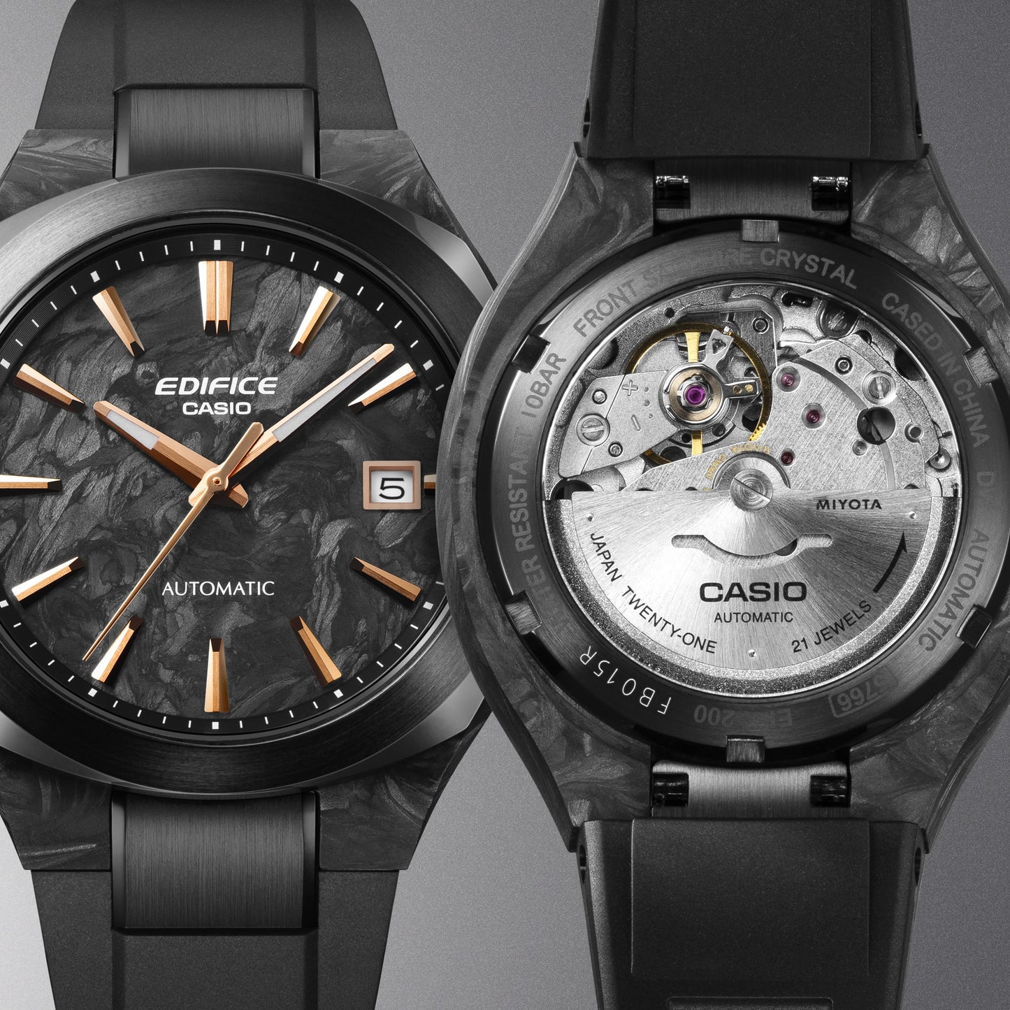Casio Automatic Watch Forged Carbon Black Dial EFK-200CD-1A EFK200CD-1A