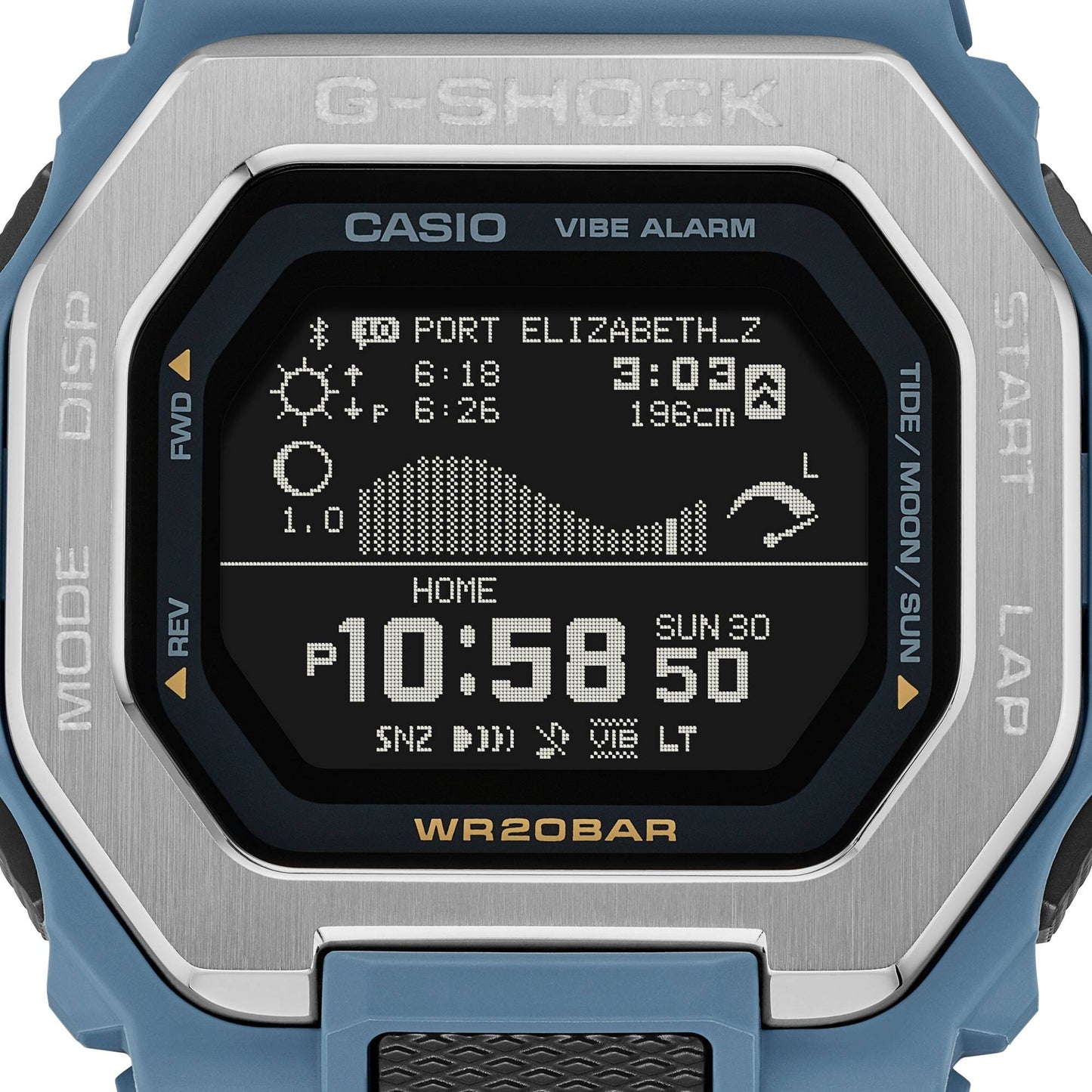 Casio G-Shock G-Lide Ocean Blue Digital Surf Watch GBX100-2A GBX-100-2A