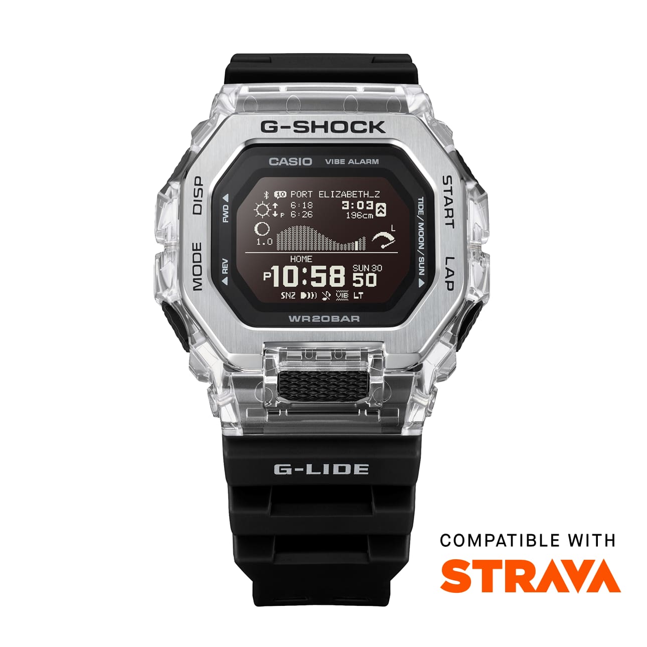 Casio G-Shock G-Lide GBX-100 Series Black Watch GBX-100S-1 GBX100S-1