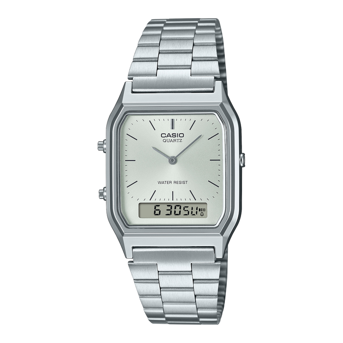 CASIO AQ230A-7AVT VINTAGE RETRO WATCH SILVER DIAL SS AQ-230A-7A