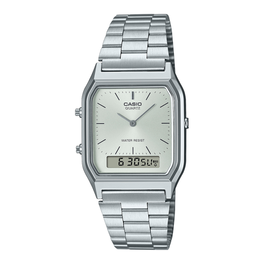 CASIO AQ230A-7AVT VINTAGE RETRO WATCH SILVER DIAL SS AQ-230A-7A