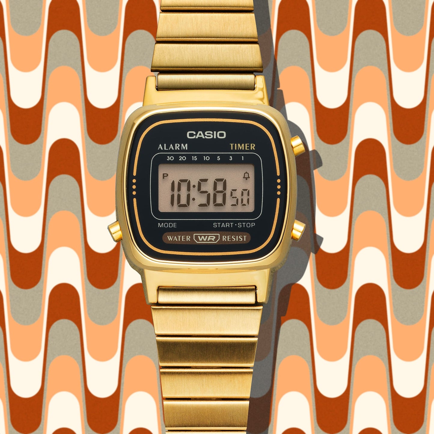Casio Women’s Vintage LA670WGA-1 Alarm Digital Gold-Tone Watch