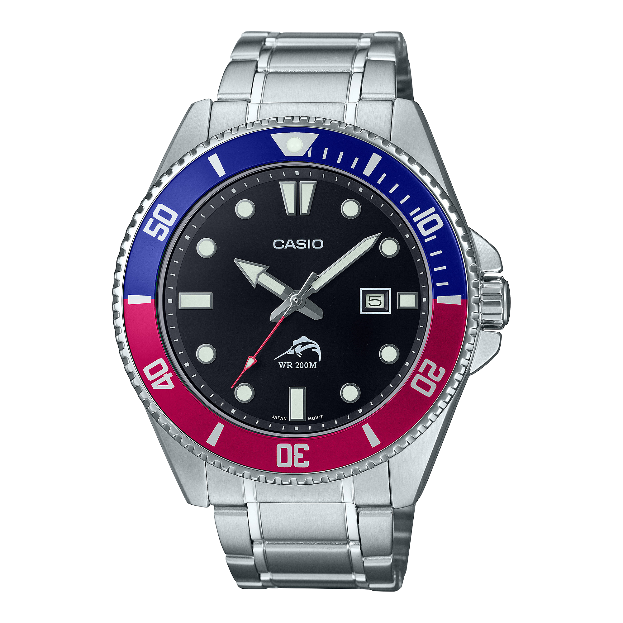 Casio MDV106DD-1A2 'Duro' Pepsi 200M WR Diver Anti Reverse Bezel Watch ...