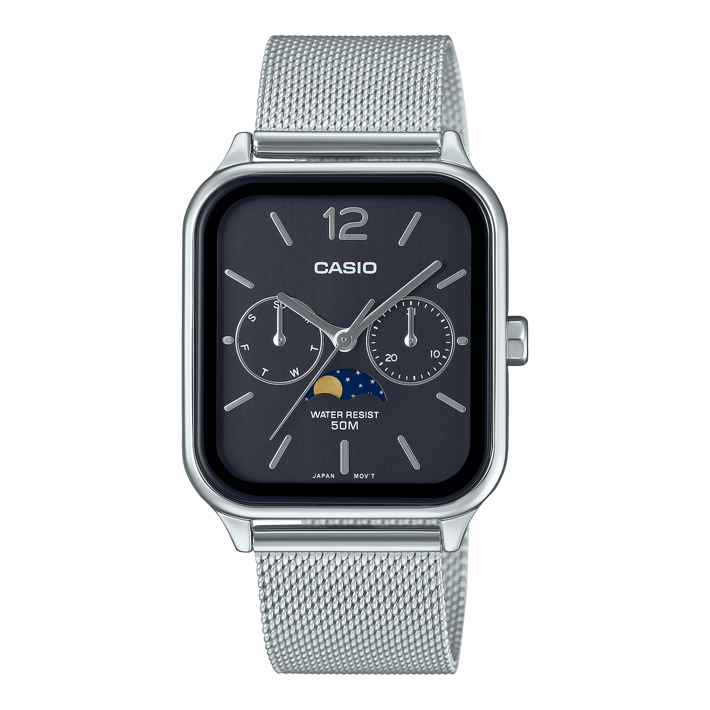 CASIO MTPM305MC-1AV MOON PHASE BLACK DIAL