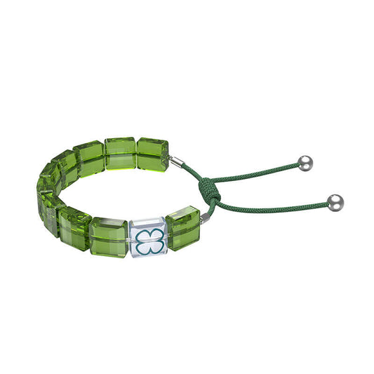 5614970 Swarovski Letra Bracelet Clover, Green, Rhodium Plated