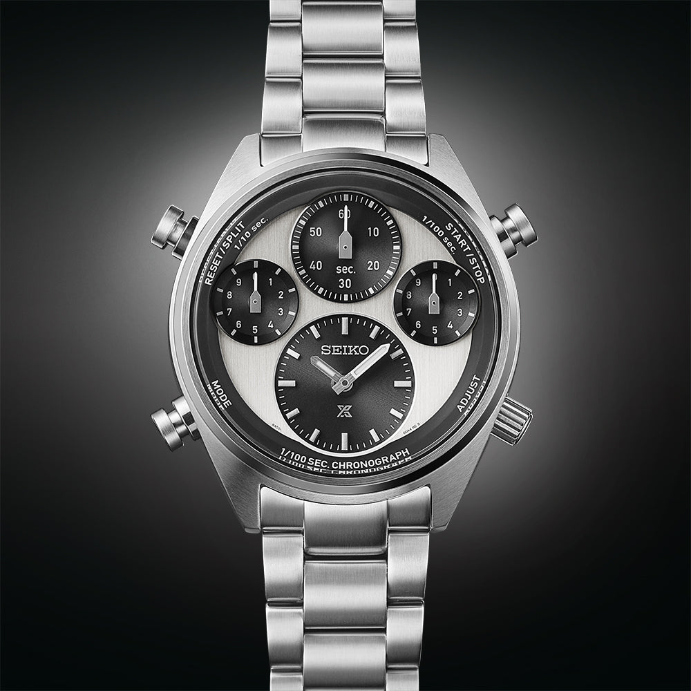 Seiko Prospex SFJ001 ‘Panda’ One Hundredth of a Second Speedtimer Solar Chronograph SFJ001P1