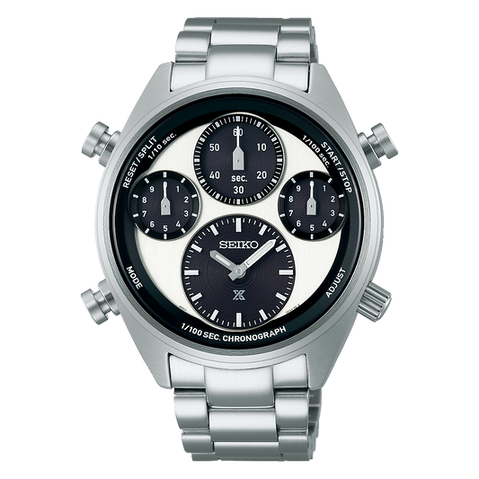 Seiko Prospex SFJ001 ‘Panda’ One Hundredth of a Second Speedtimer Solar Chronograph SFJ001P1