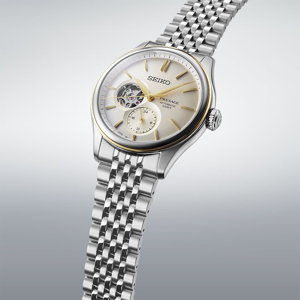 Seiko SPB480J1 Seiko Presage Classic Series Open Heart in Delicate Cream Silk SPB480