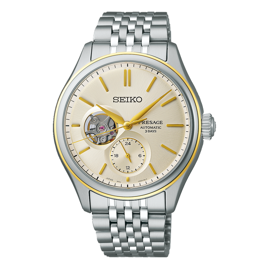 Seiko SPB480J1 Seiko Presage Classic Series Open Heart in Delicate Cream Silk SPB480
