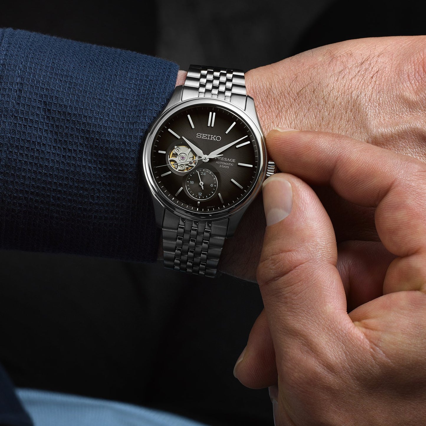 Seiko SPB471J1 Seiko Presage Classic Series ‘Sumi-iro’ Open heart SPB471