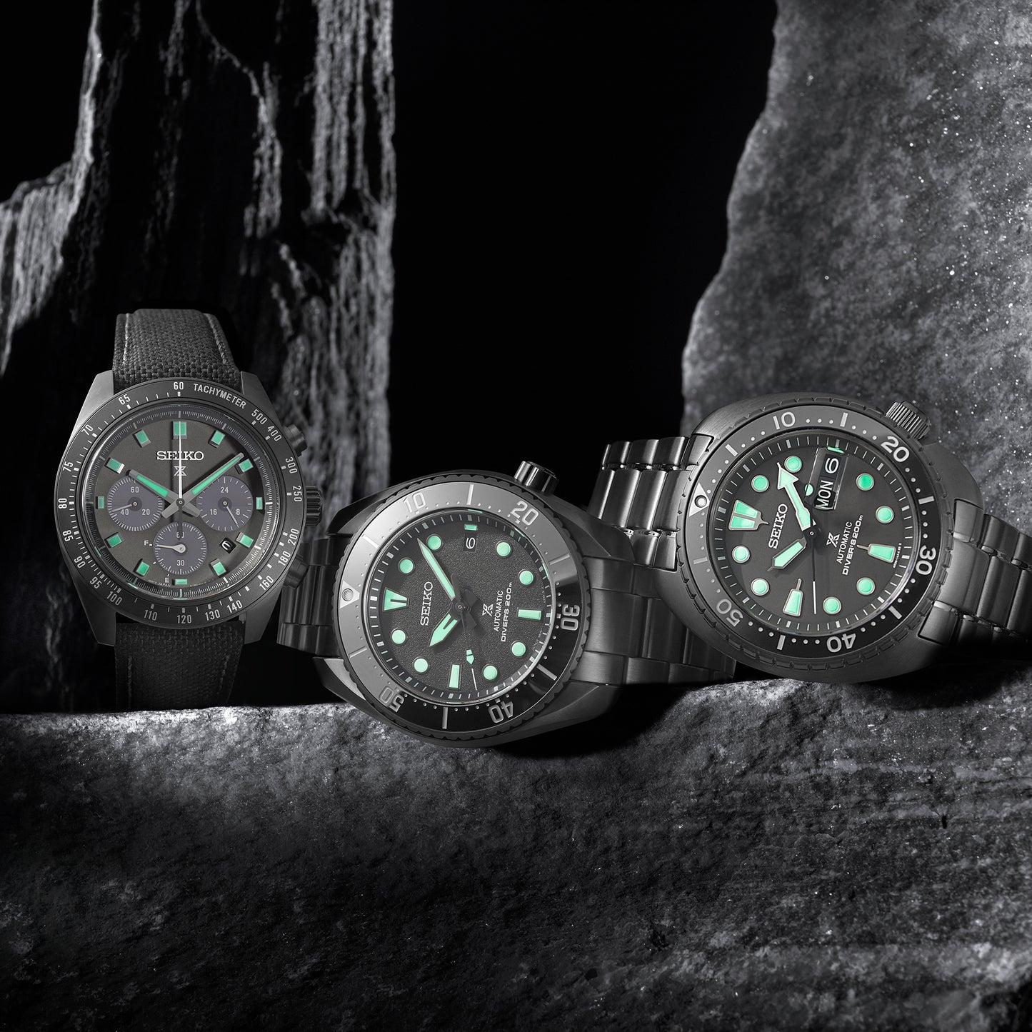 Seiko SRPK43 SRPK43K1 Prospex Black Series ‘Night Vision’ Turtle Diver