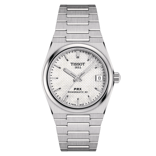 TISSOT PRX POWERMATIC 80 35MM WHITE MOTHER-OF-PEARL WAFFLE T137.207.11.111.00 T1372071111100