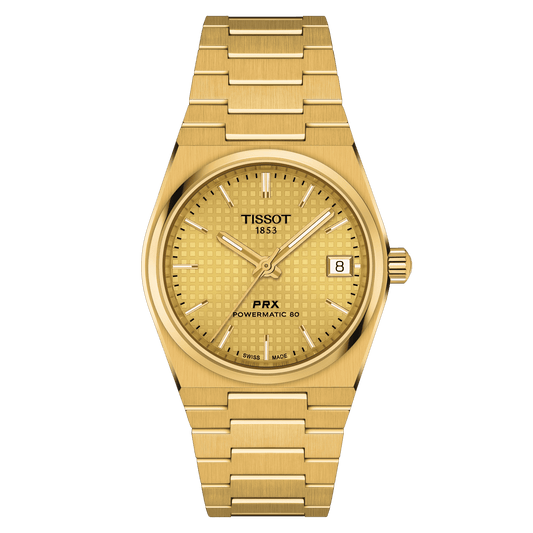 TISSOT PRX POWERMATIC 80 35MM GOLD WAFFLE T137.207.33.021.00 T1372073302100