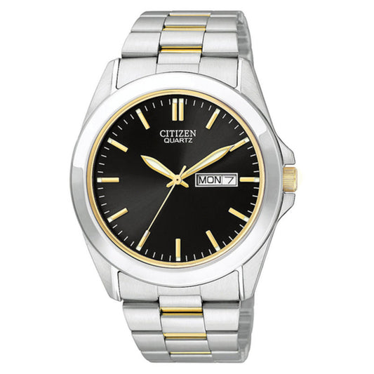 Citizen Men's Quartz Two-Tone Watch with Black Dial BF0584-56E