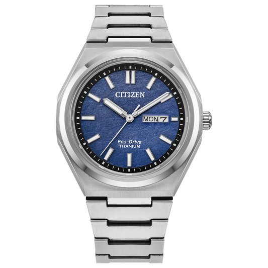 Citizen AW0130-85L Zenshin Three-hand Super Titanium Blue Dial